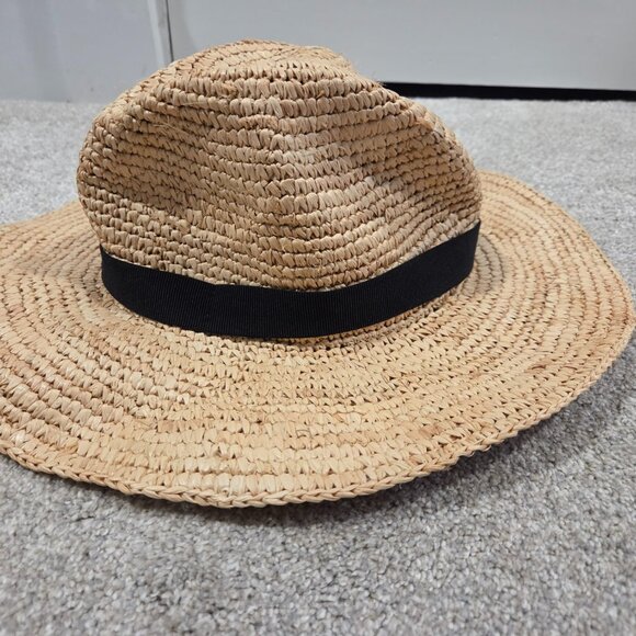 J crew straw wide brim sun hat medium / large - Picture 2 of 2